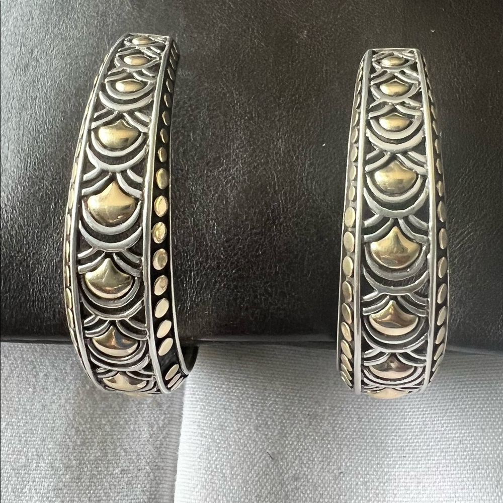 John Hardy Dot 18k Gold Sterling Sliver Earrings